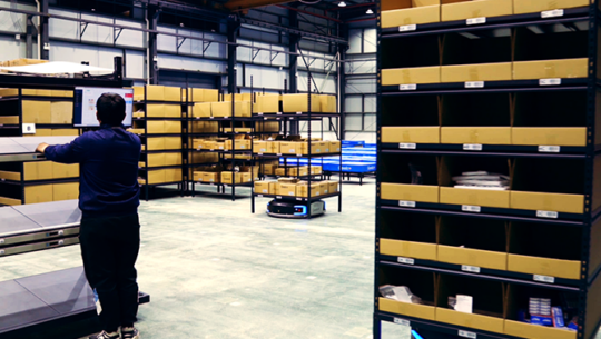 robotic picking warehouse operation with Geek+ mobile robots