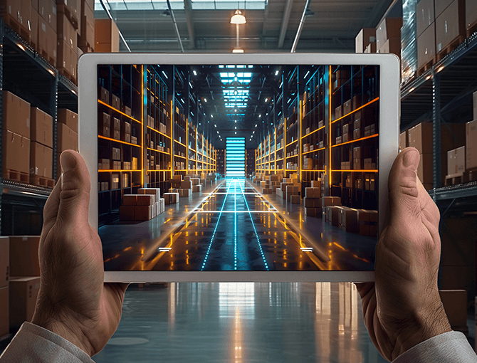 Supply Chain Digital Twin Technology used in a modern Logistics Warehouse